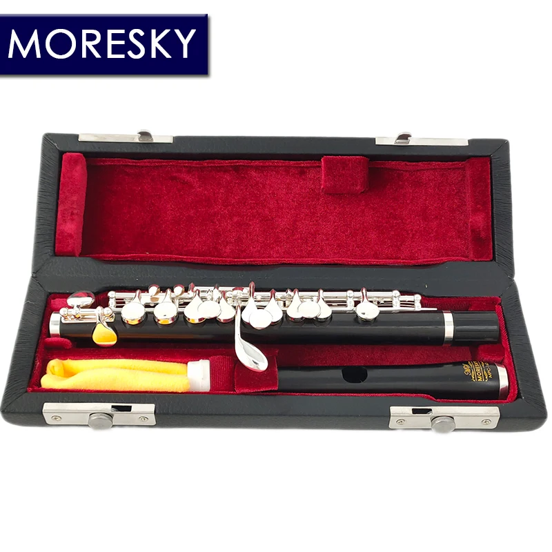 MORESKY Ebony Piccolo C Key Cupronickel Half-size Flute Silver Plated Body Material Ebony MPC-163