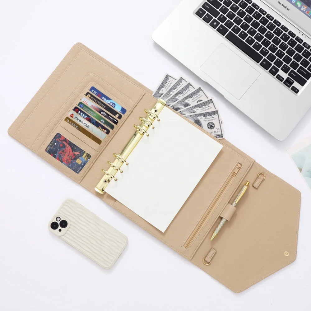 Hongbo Pebble Grain Leather Teal Light Grey Dark Grey Black Camel A5 Daily Life Planner Ring Agenda as Leather Envelopes