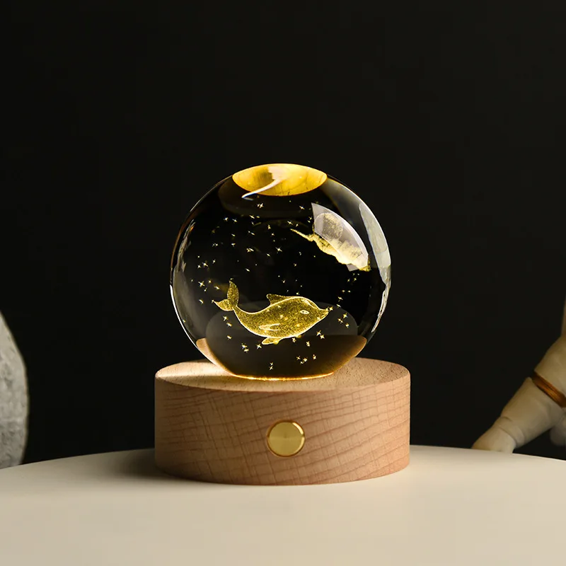 Оптовая продажа светящиеся шары 3d внутренние резные ночники с деревянными основаниями для настольных украшений и подарков