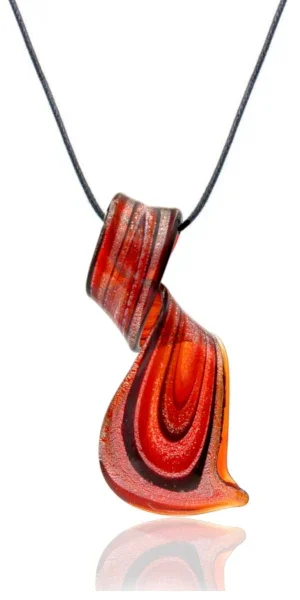 Murano Glass Lampwork Art Twisted Curl Artisan Handmade Necklace Pendant Aqua Blue Gift for Women