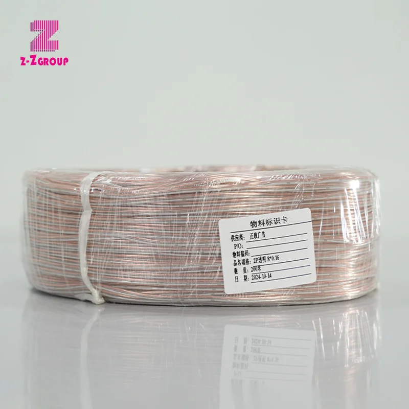 Power Cables Clear Transparent Cable PVC 2 Cores Wire Cable For LED Sign Usage