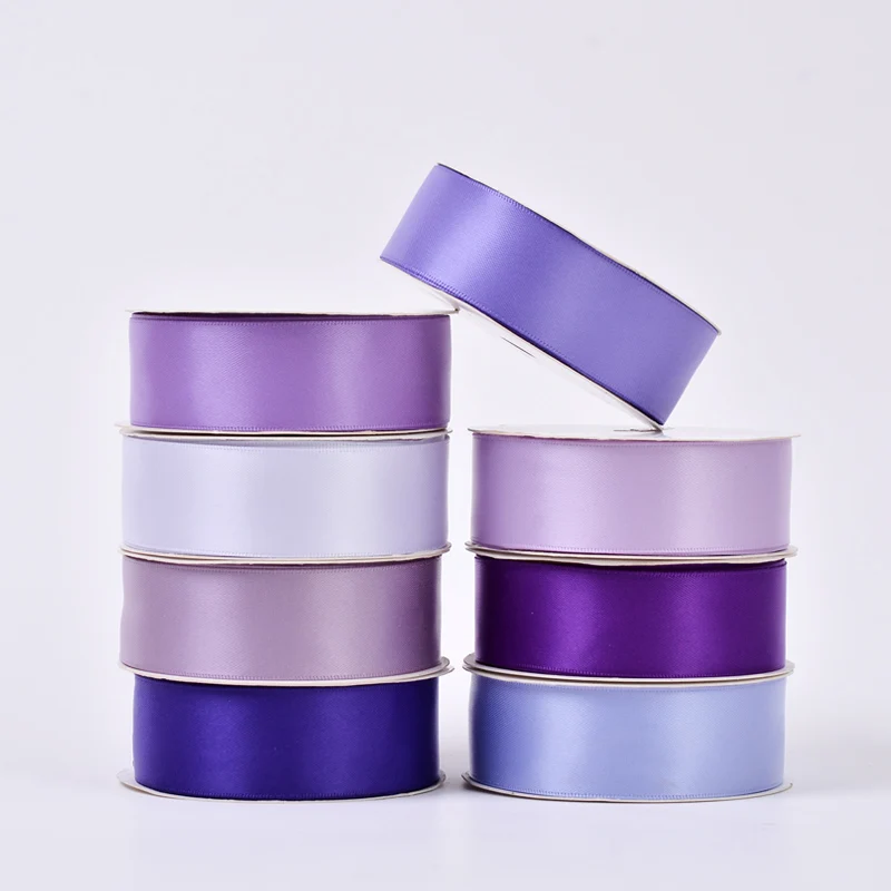 China manufacturer purple custom wholesale polyester 1 inch branded satin ribbon roll