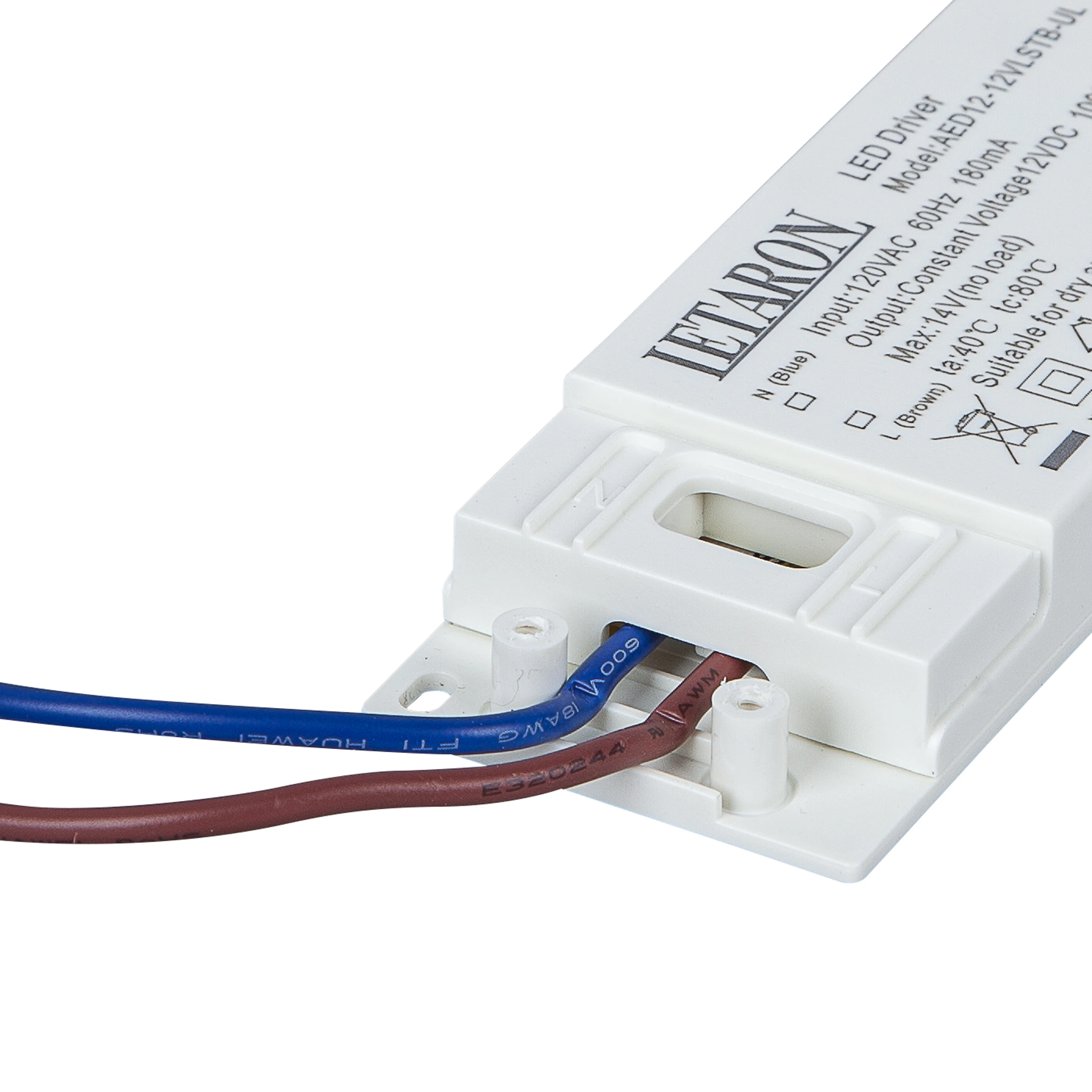 LETARON 12/24VDC 500/1000mA 12W 120VAC 60Hz 145x41x13.5mm   Super-Slim LED Driver