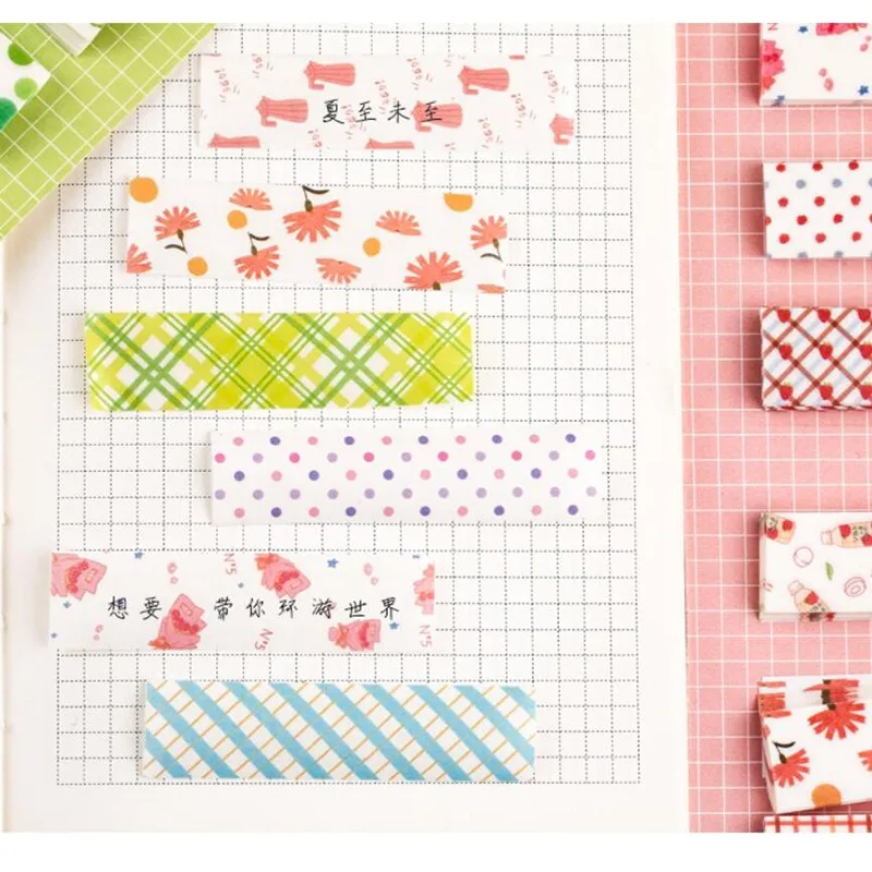 240PCS per pack  Small fresh tape sticky note type sticker pocket decoration  6 options Office School Supplies