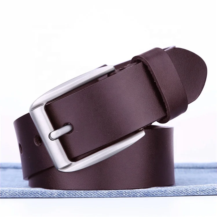 IGM Brand hot sale mens cowhide genuine leather pin belt buckle wholesale real leather belt