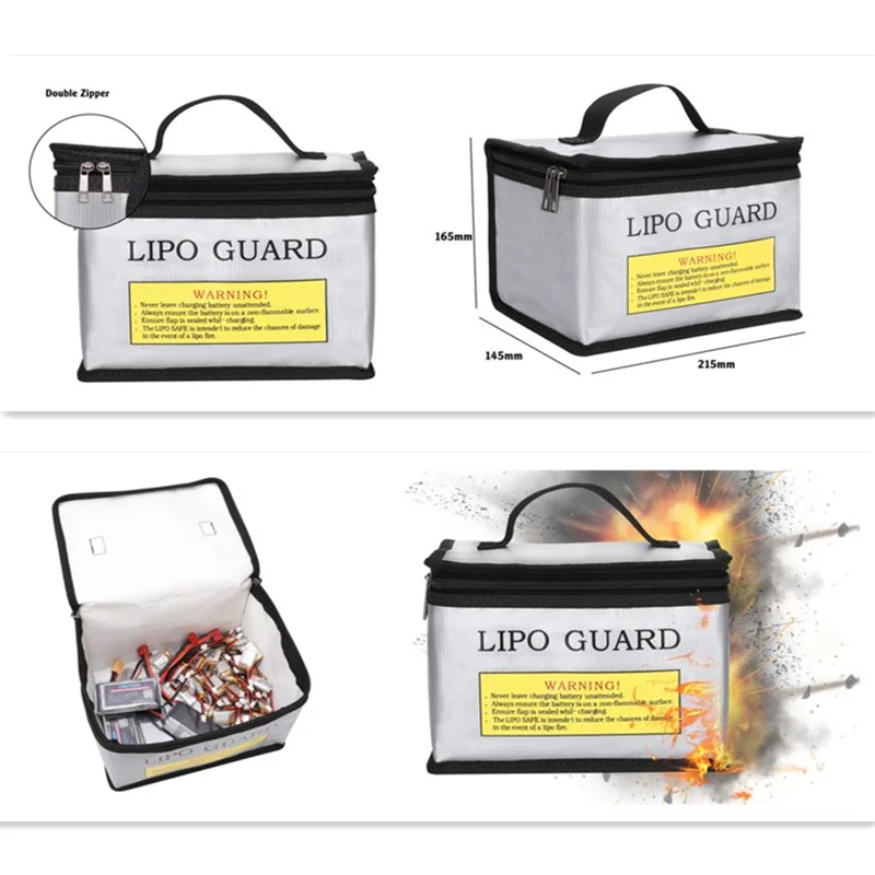 Защитная сумка для аккумуляторов Lipo 215x145x165 мм, портативная Взрывозащищенная огнеупорная сумка для хранения с безопасной защитой для аккумуляторов радиоуправляемых дронов
