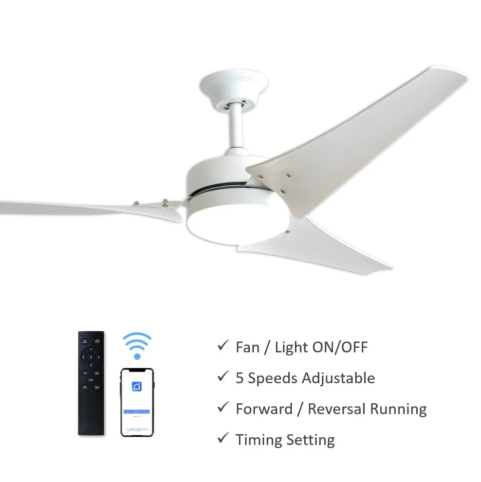 5 Speeds App Remote Control 60' Energy Saving Solar DC Electric Fan Outdoor Indoor Gazebo Homestead Ceiling Fan with LED Light