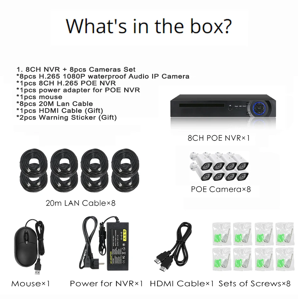 Tuya 5MP 8CH POE Security Camera System NVR Kit CCTV Two Way Audio AI Face Detect Outdoor Video Surveillance IP Camera Set