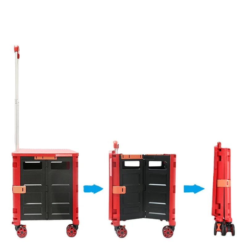 BAOYU Grocery Shopping Cart Push Hand Trolley Foldable Mini Shopping Trolley Basket