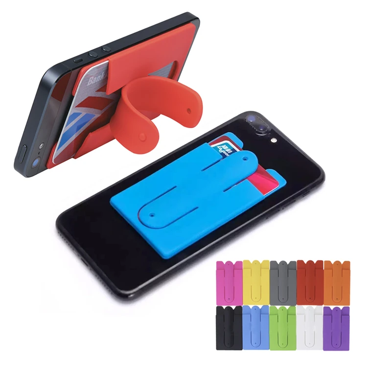 Hot 3M silicone wallet,3m adhesive silicone smart phone pocket, 3m sticker silicone wholesale phone wallet stand