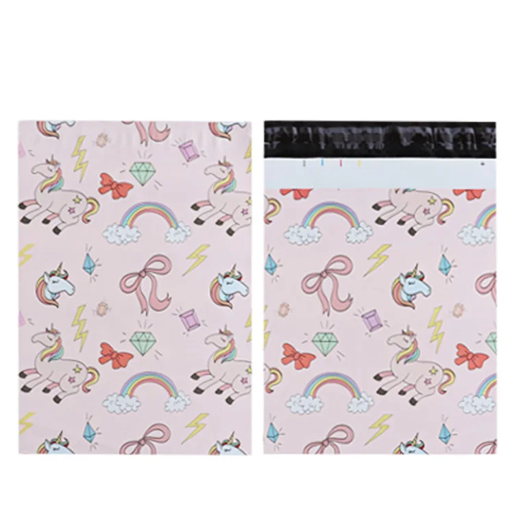 customized logo designs eco-friendly colorful pattern polymailer envelopes postal ldpe plastic packaging poly postage bags