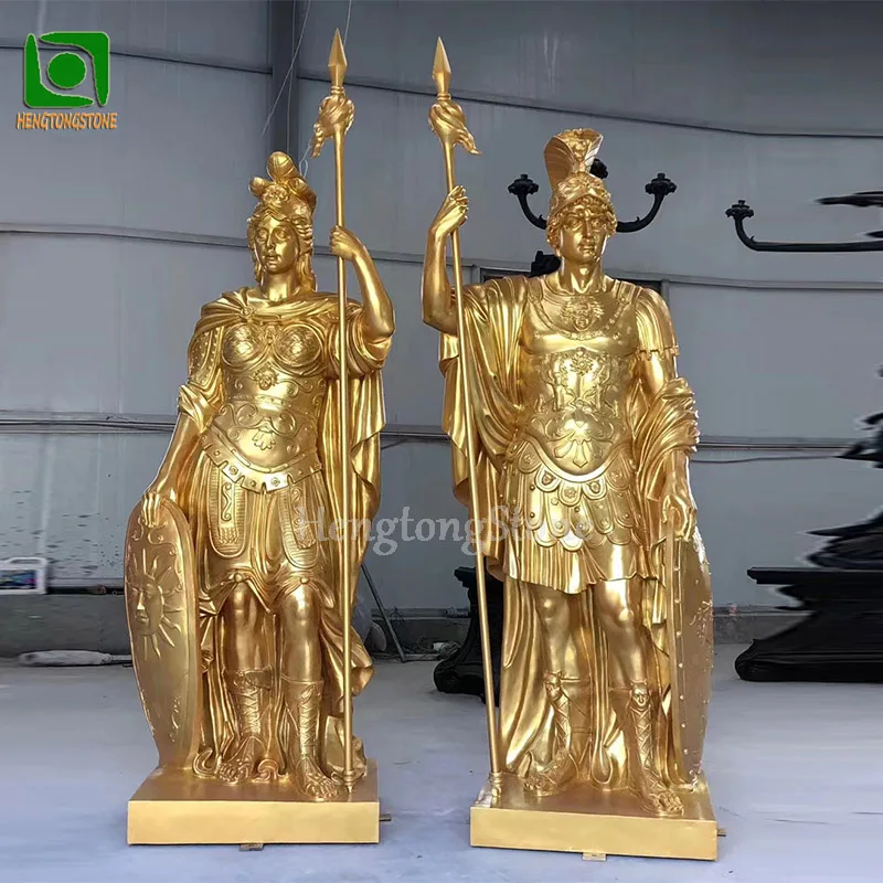 Customized Color Fiberglass Resin Angel Goddess Warrior Knight Statue