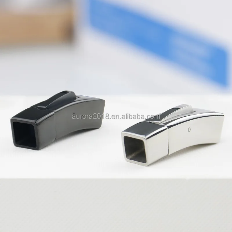 Supplier Wholesale Custom Square Hexagon Leather String Buckle Stainless Steel Wristband Clasp DIY Adornment Fittings Fastener