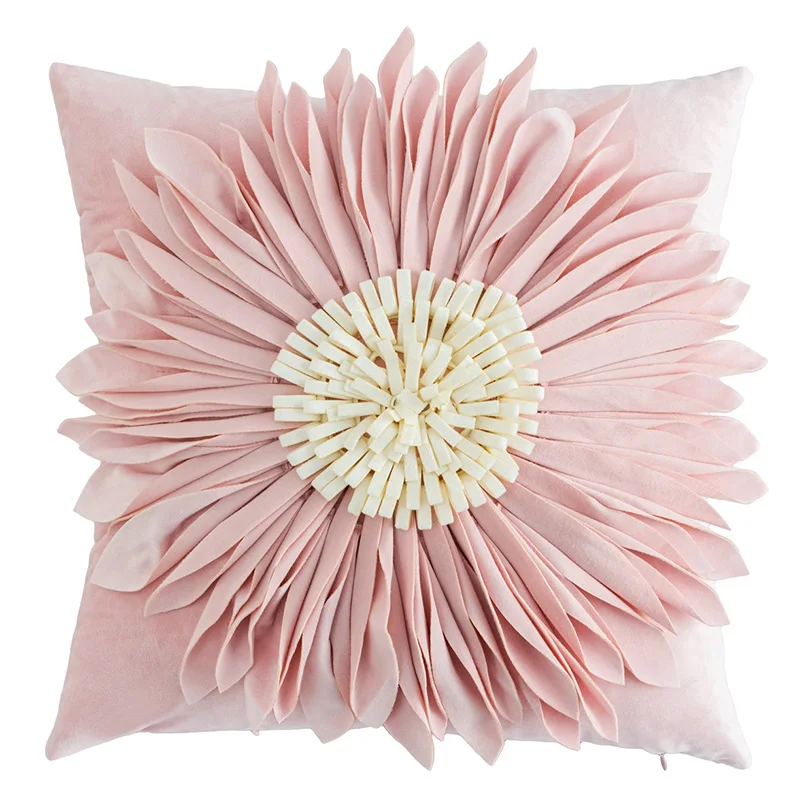 Handmade Velvet Sunflower Throw Square Cushion Cover Couch Living Room Bed Decorative Pillow Cover