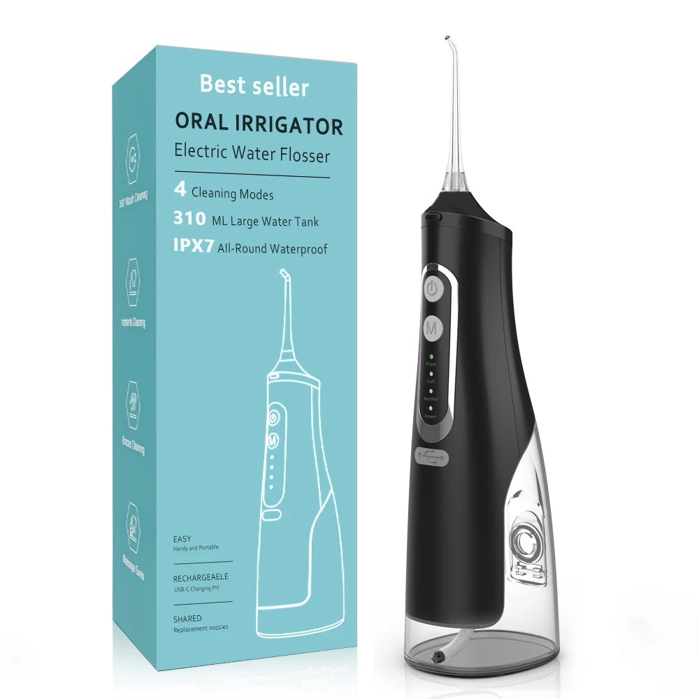 Large capacity 310ml electric dental irrigator home travel USB charging 4 mode water flosser for cleaning teeth whitening