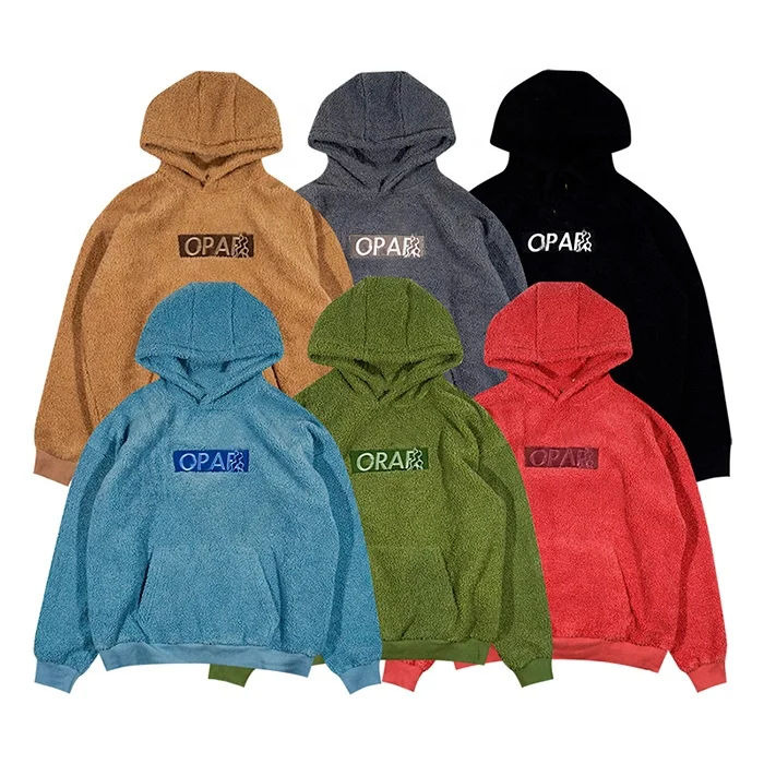 Wholesale cotton fleece hoodie oversized mens thick teddy fleece hoodies