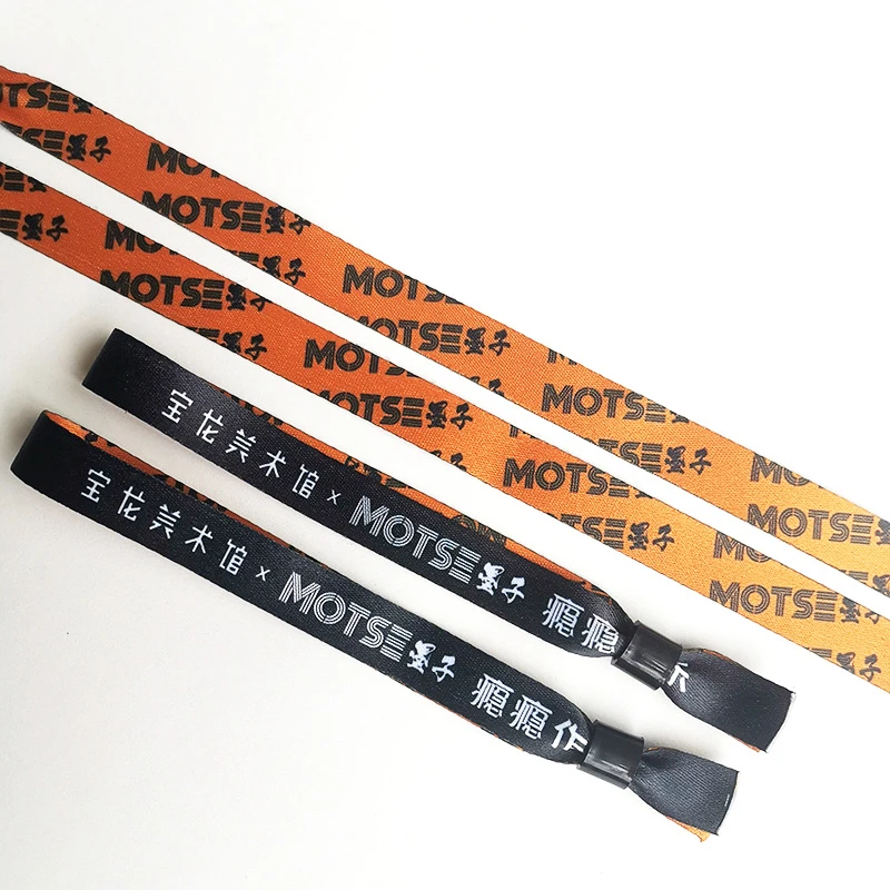 Custom Design Logo Event Souvenir Festival Gifts Satin Woven Thread Textile Wristband for Promotion