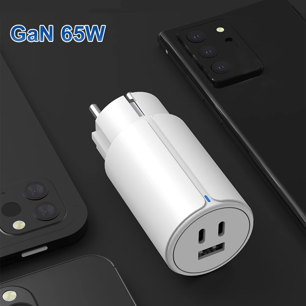 CB KC CE ROSH Certified PD PPS type-c usb c 65W GaN 3 Ports Wall Charger fast charging