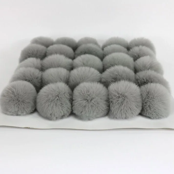 2017 New arrival rabbit fur pom poms 6cm wholesale fur pompons fluffy hairs for keyring shoes