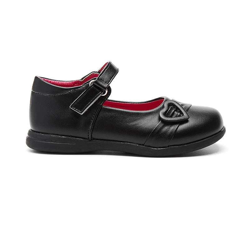 Custom Kids Shoe 2021 Girls Black Leather Black Honey Comfortable Girl China Turkey Children Flat Shoes