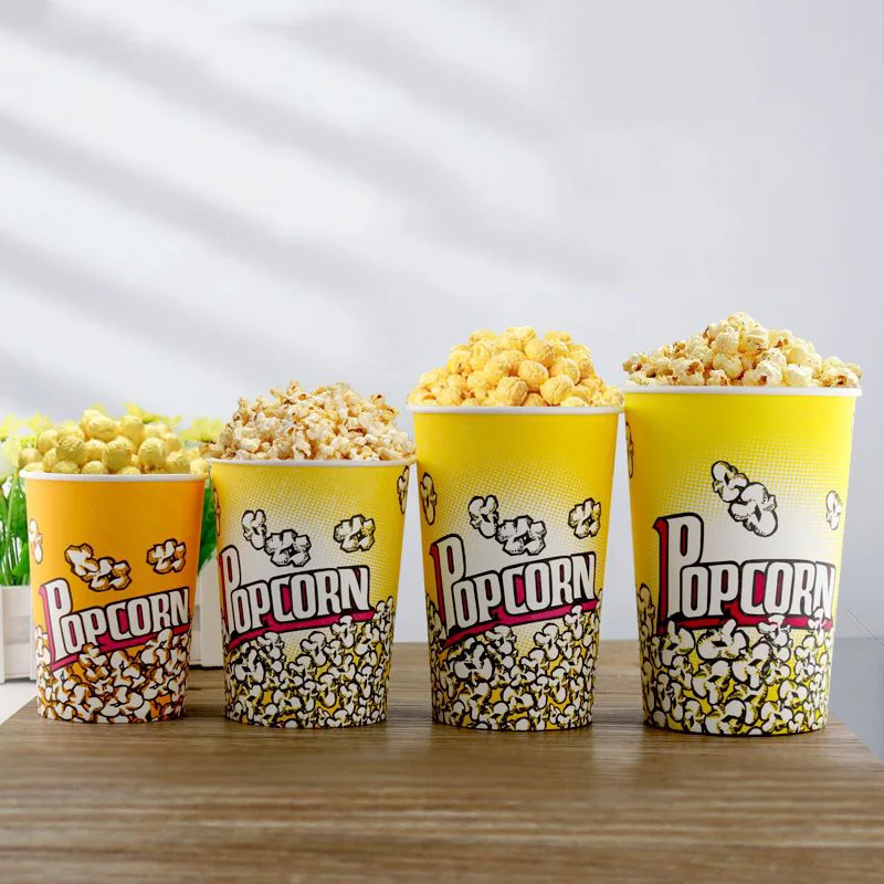 Wholesale Custom Logo Printed Popcorn Cups Paper Food Bowls Popcorn Bucket With Lid