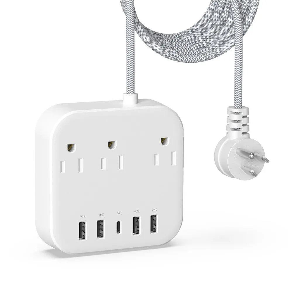 Universal socket extender 3 AC outlet extention quick charger surge protector plug electrical power strips