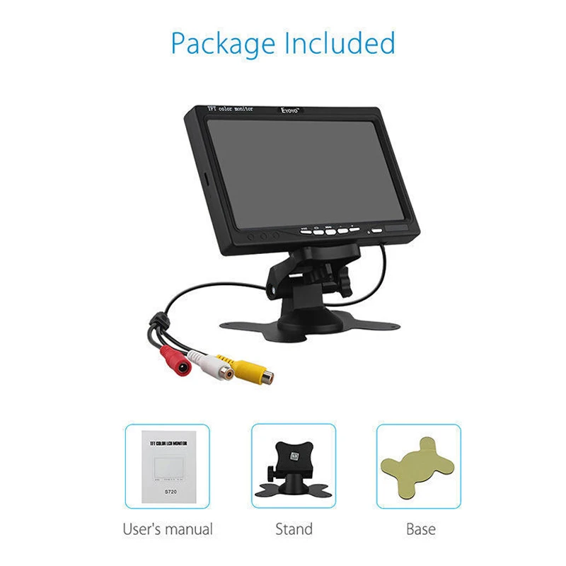 7 inch TFT LCD Screen Car Monitor Player 2 Way Video Input PAL/NTSC Monitor for Auto Rearview Home Security Surveillance Camera