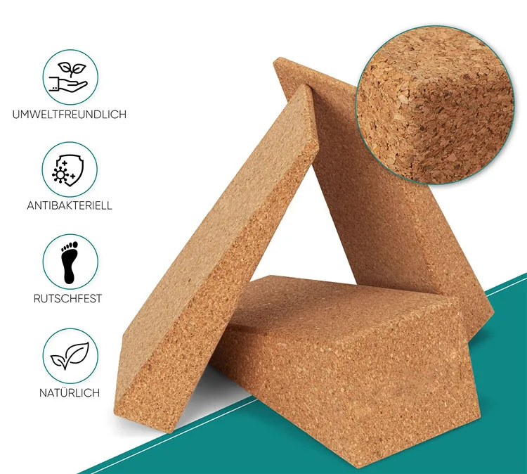 NEH 2in1 Set of 3 Cork Knee Wedge Calf Extender and Foot Stretcher for Feet, Legs and Calves Footrest Yoga Wedge Block