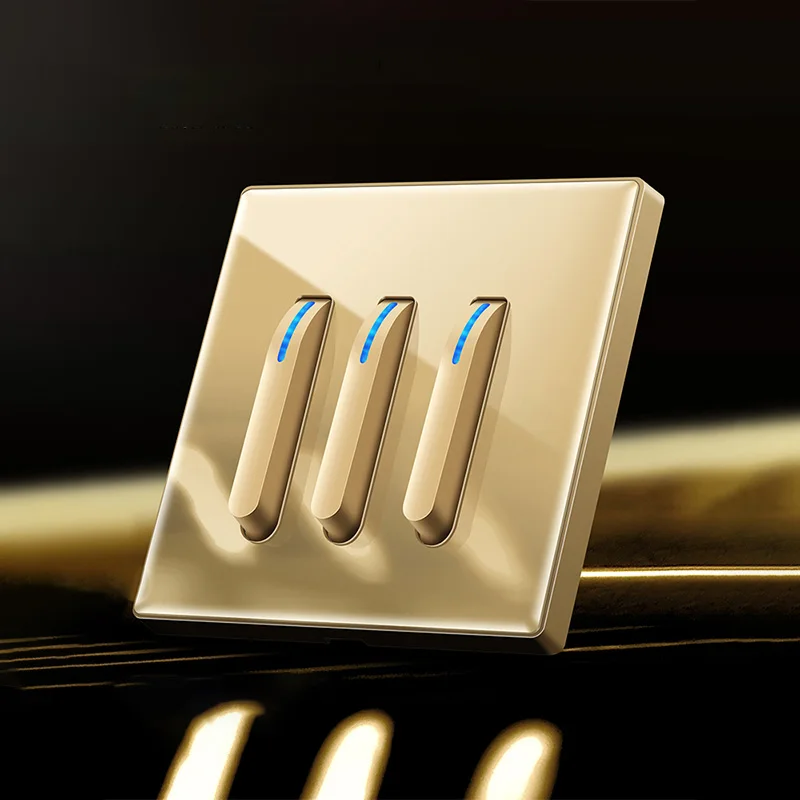 YINKA Luxury Light Switch LED Indicator Crystal Tempered Glass Piano Key Model Design Button Wall Switch and Socket with USB