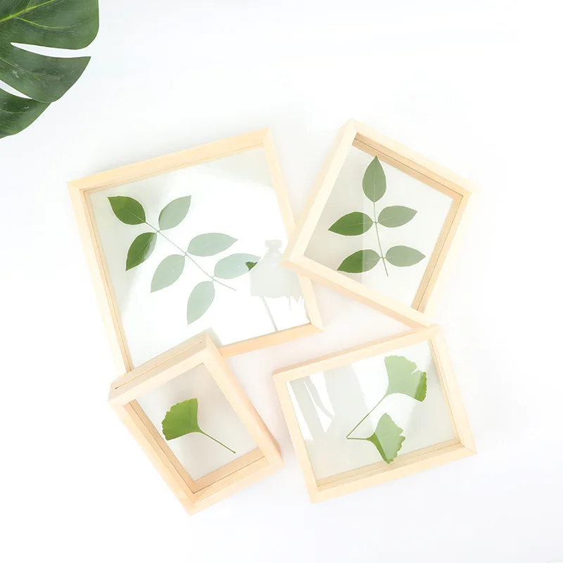 Double Side Glass Wooden Poster Hanger Wall Photo Picture Frame