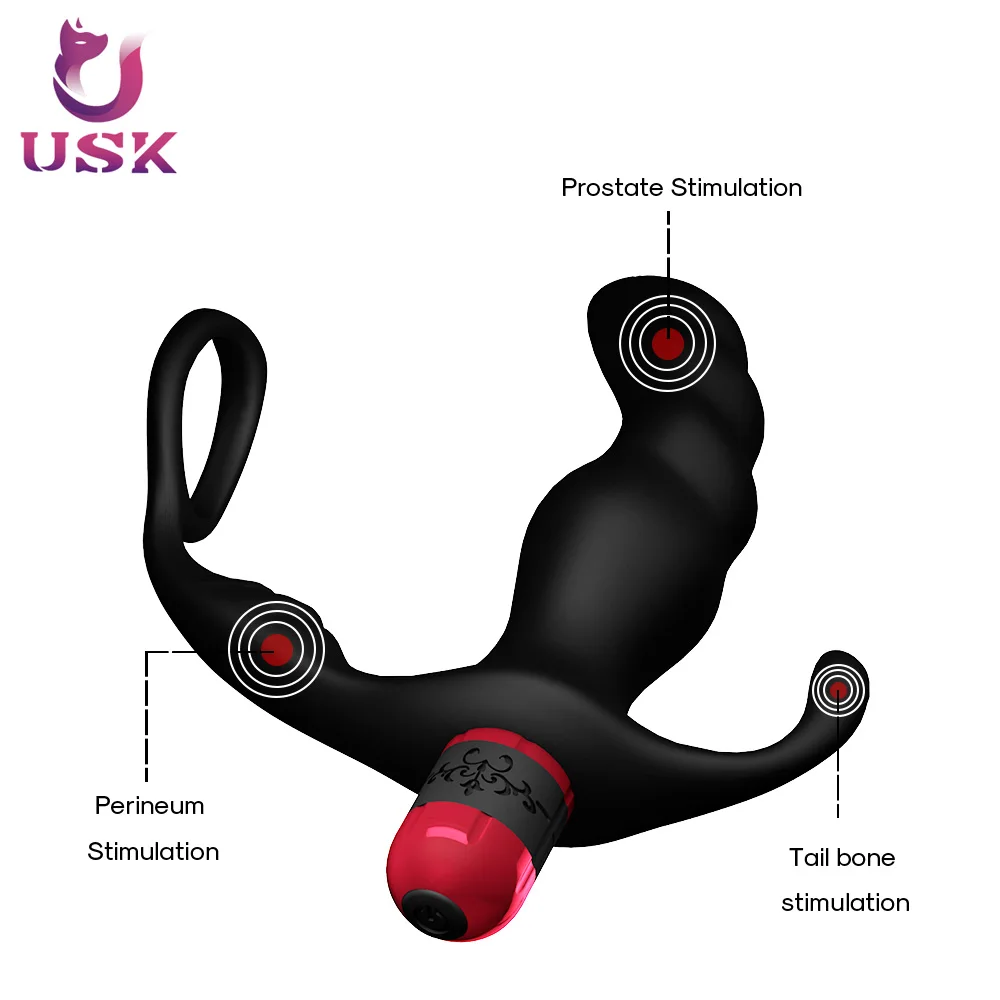 9 vibration modes prostate massage device male butt masturbator with penis cock ring