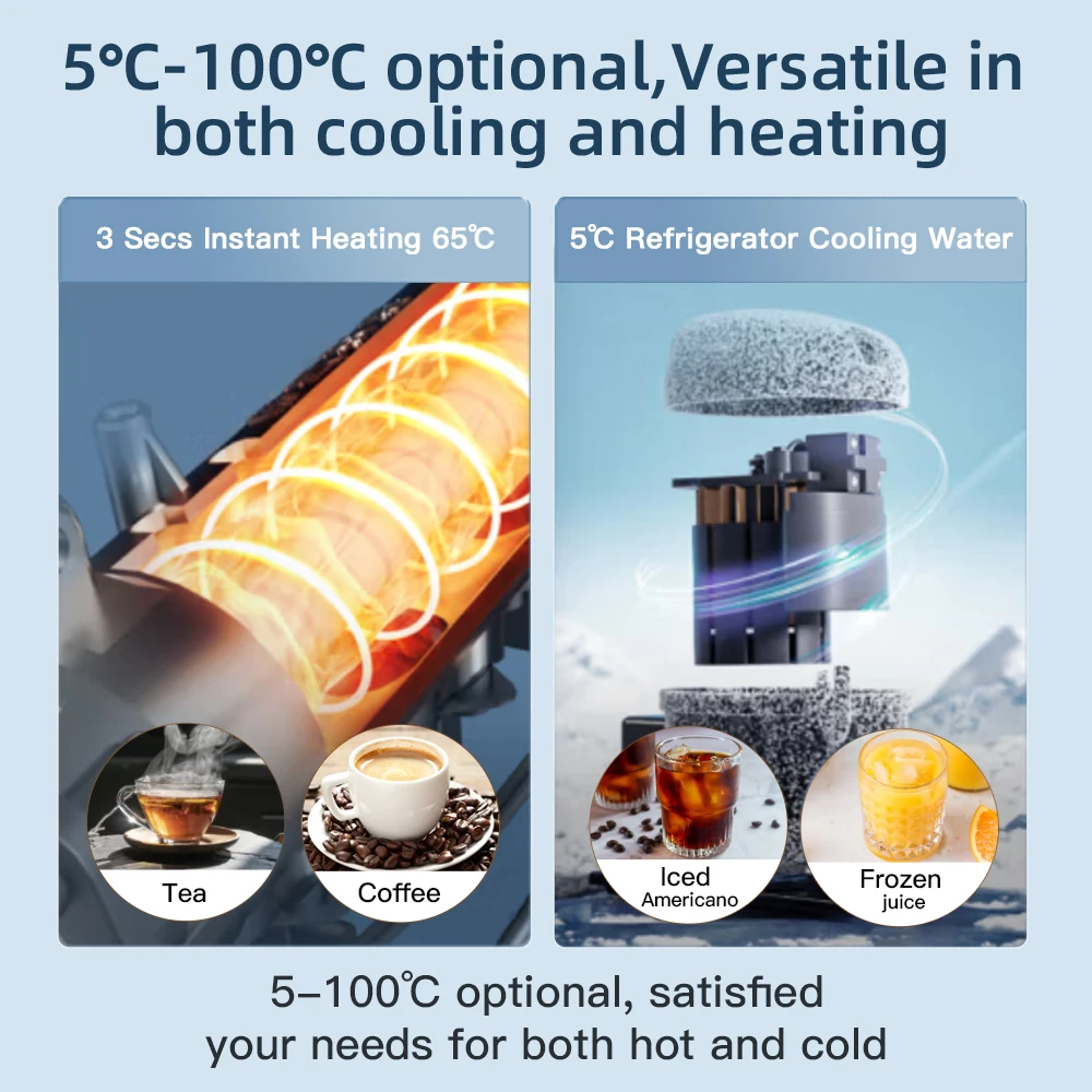 Household Desktop Compact Ice-making Water Drinking Dispenser Touch Screen with Instant Hot and Cold Water Temperature Setting