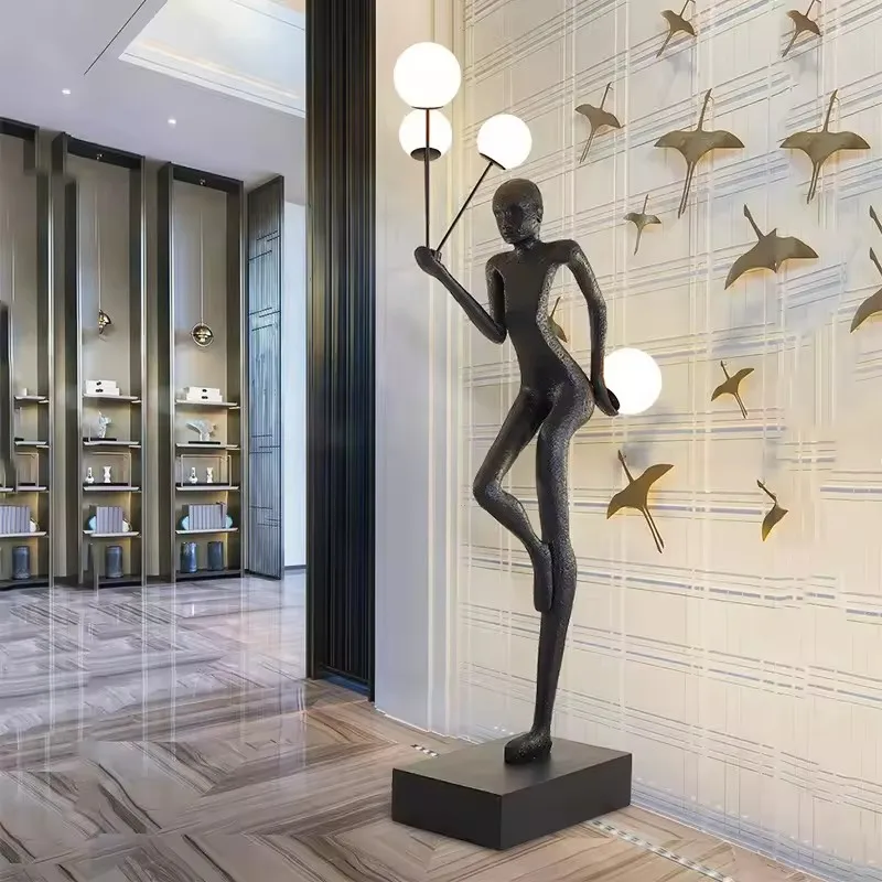 Черная медная полимерная Стеклопластиковая светодиодная скульптура Напольная Лампа статуи домашнего декора декоративная светодиодная лампа медная хромированная черная скульптура