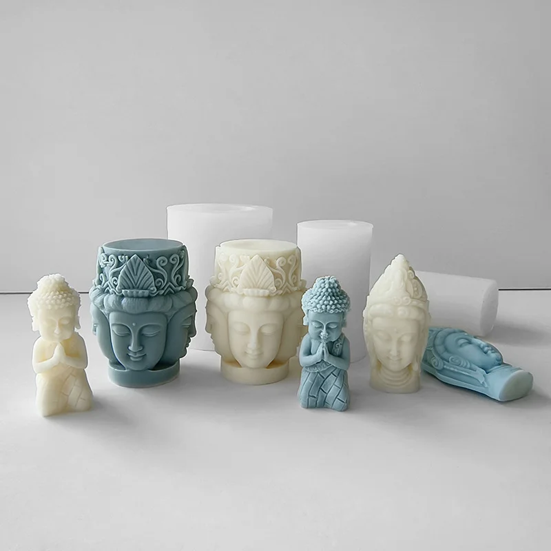 3D Buddha Aromatherapy Candle Silicone Mould diy Buddha Handmade Soap Enlargement Stone Gypsum Ornament Mould