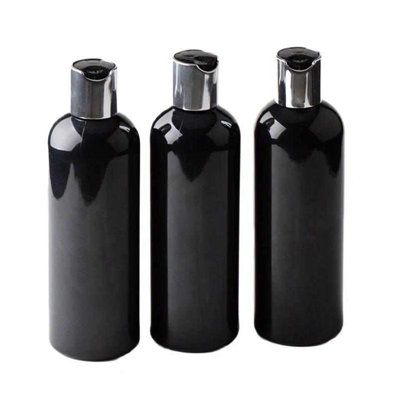supplier 200ml opaque black cosmo round shampoo bottle with dispenser cap