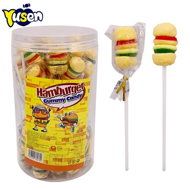 18g Wholesale Ready To Eat Shantou Factory Custom Private Label Mini Burger Gummies Candy With Mix Fruit Flavor
