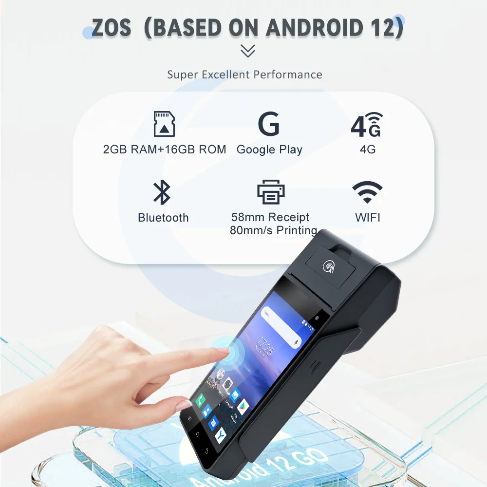 Z90 mobile pos with nfs and swipe point of sale system With Built-in Thermal Printer pda barcode scanner