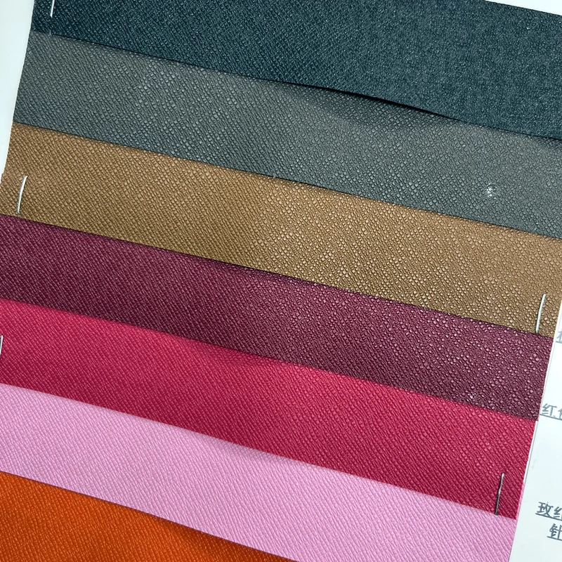 Good quality cheap price saffiano embossed leather 0.5mm pvc leatherette synthetic leather for craft case bag