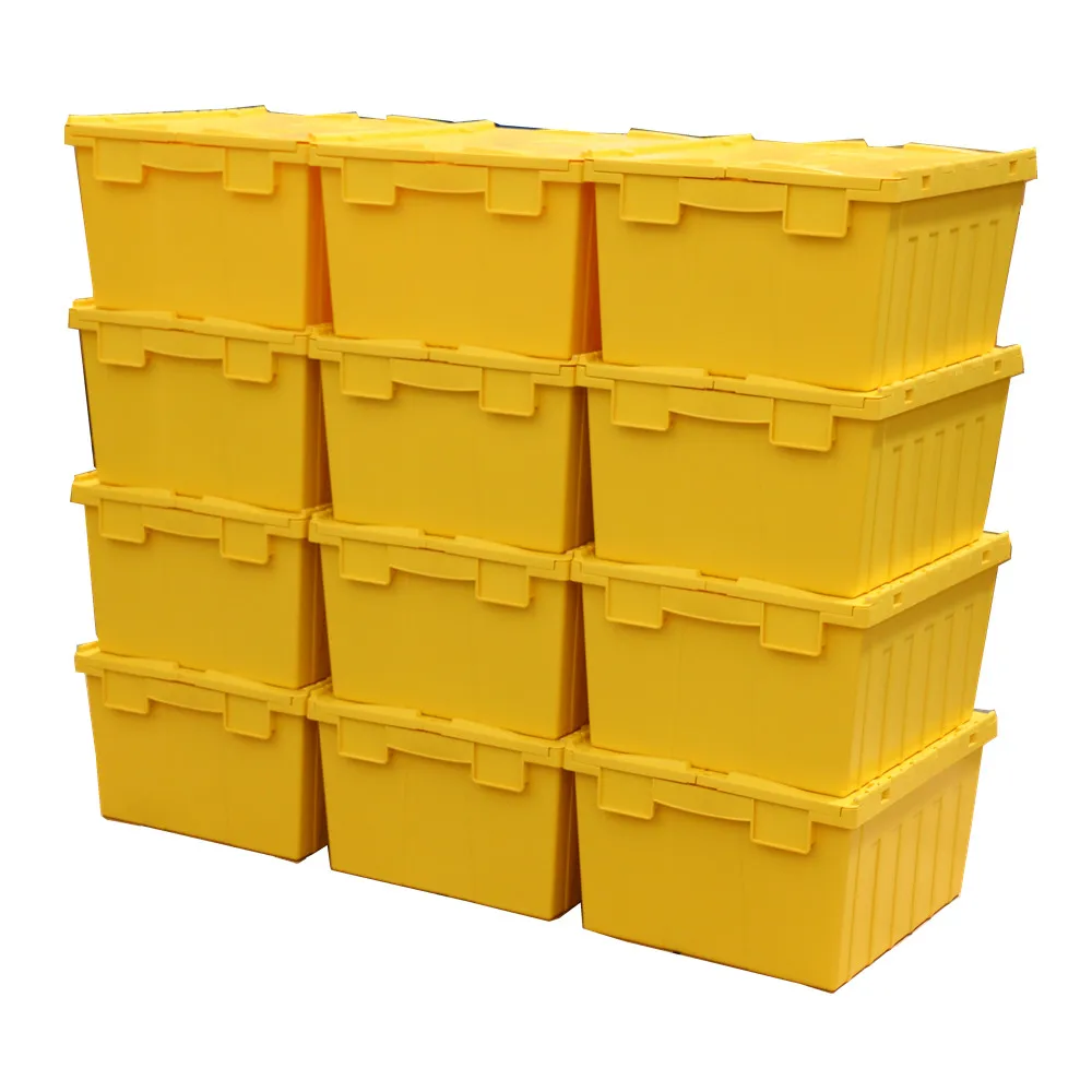 Factory directly sale heavy duty logistic stack nest plastic storage moving crate turnover tote box with security seals
