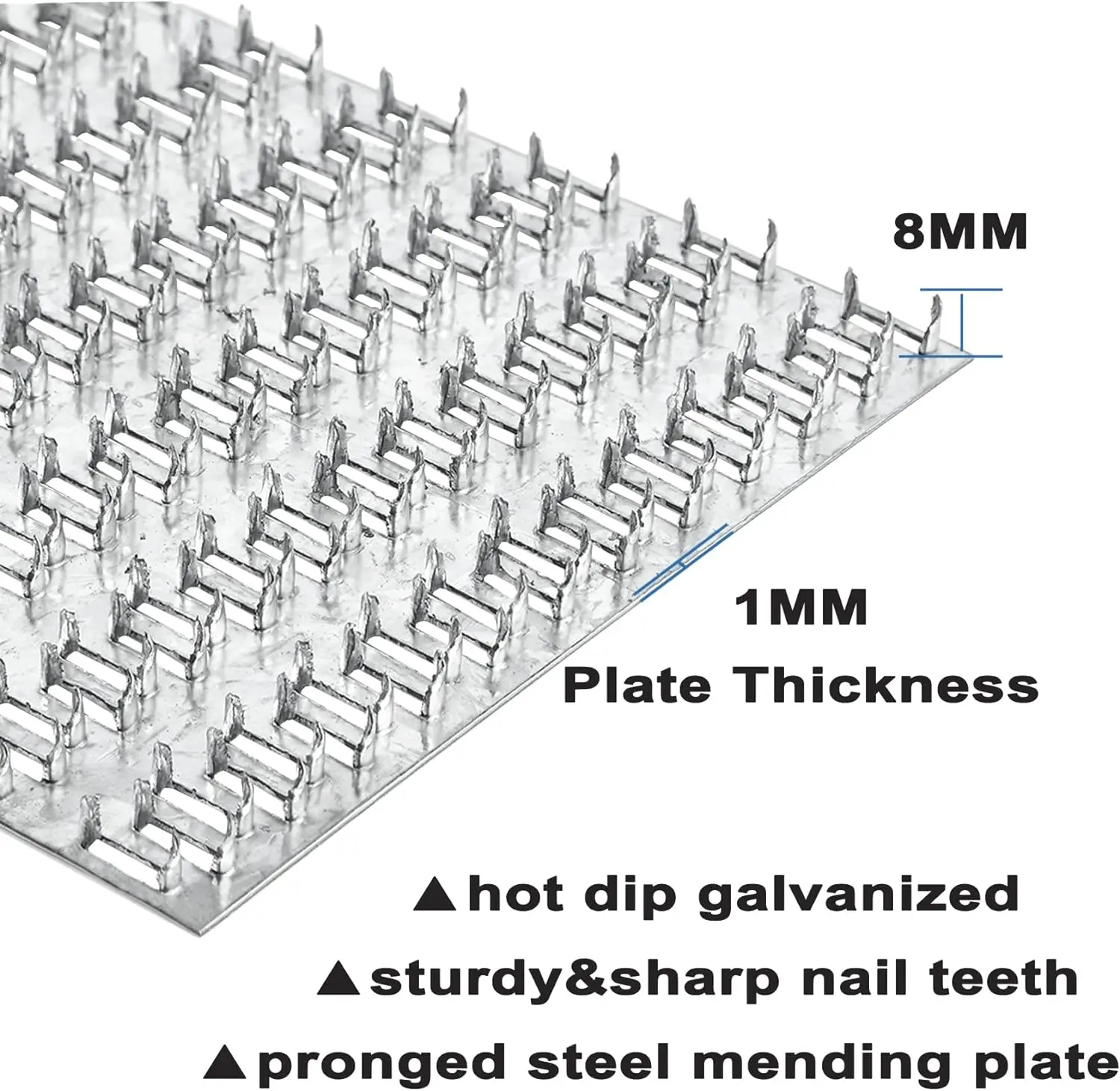Pronged Truss Plate Flat Mending Plates Repair Tie Plate Bracket for Roofing Trusses Wood Timber Connectors