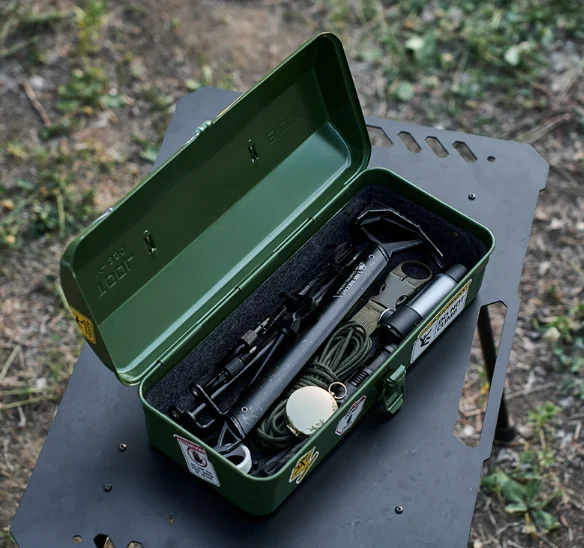 Handheld Portable Tool Box | Outdoor Item Storage Box - Iron Compact Portable Suitcase Handheld Design With Stickers