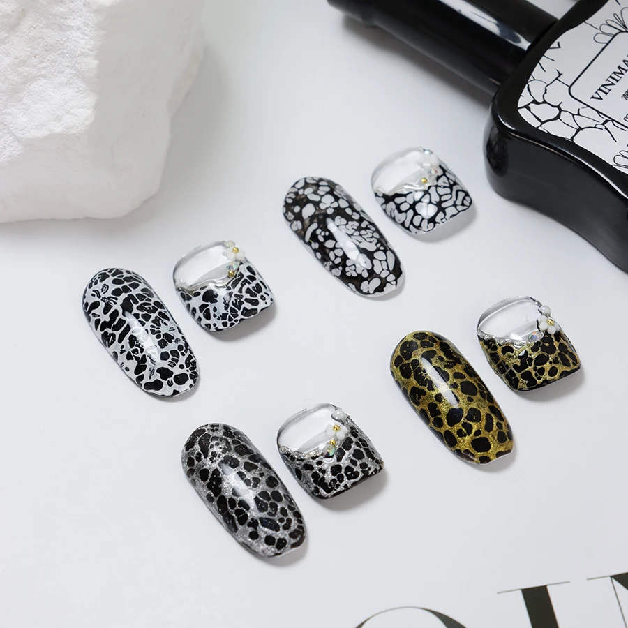 VINIMAY New wholesale colorful lace nail gel for gel polish 3D holo lace mesh golden line nail art gel