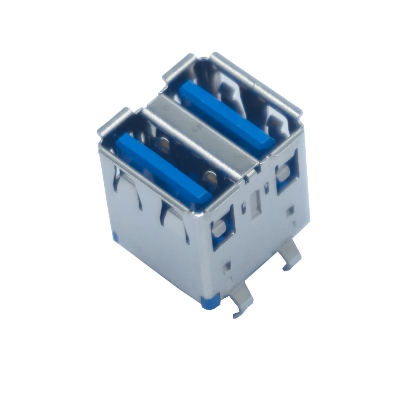Factory direct sale 18Pin USB connector 3.0 dual  straight DIP type A hemming corner female style socket