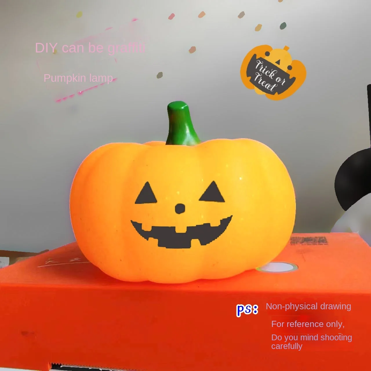 Cross-Border Halloween Soft Pumpkin Lamp DIY Graffiti Luminous Decorative Ornaments Bedroom Desktop Enhancing Holiday Atmosphere