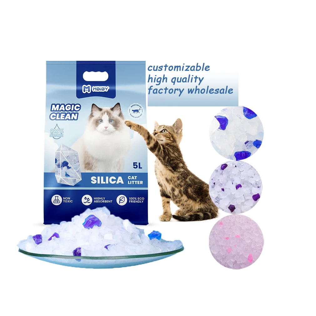 Fast Delivery OEM Silicone Gel Cat Litter Highly Absorbent Dust-Free Material with Multiple Scents Cat Litter