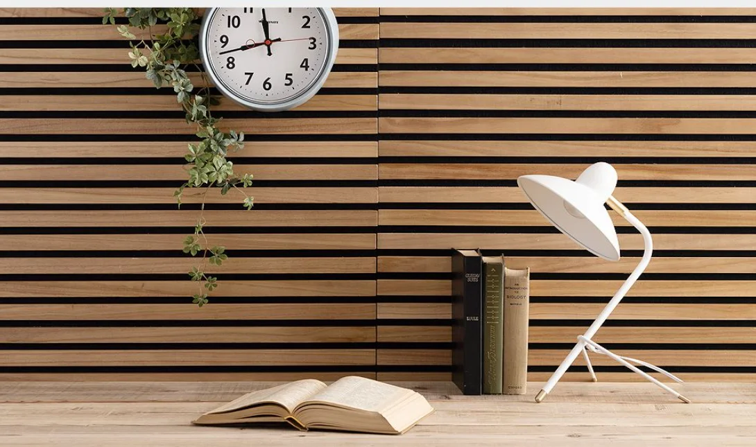 Ceiling Soundproof Polyester Wood Veneer Composition Slats Acoustic Wall Panels