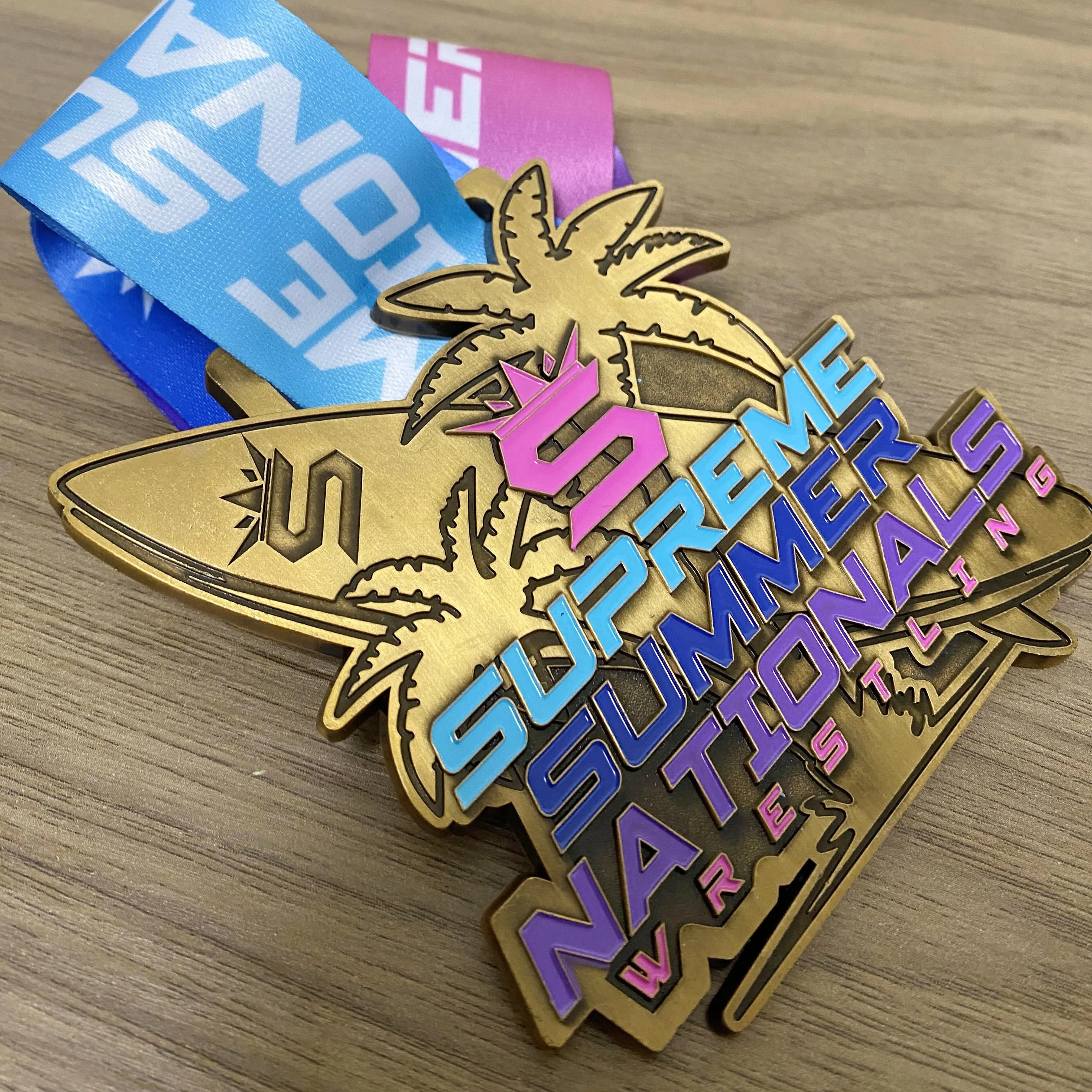 Wholesale customizes golden wrestling medals judo karate metal awards sport custom race catholic basketball medals