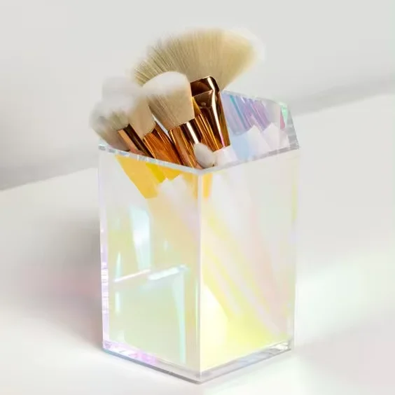 Luxurious Makeup Organizer Spin Iridescent Makeup Brushes Holder Of Rotating Pencil Organizer