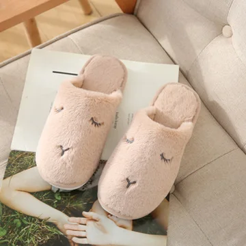 Non-slip slippers for men and women cute ears plush rabbit slippers indoor soft bottom cloth home slippers