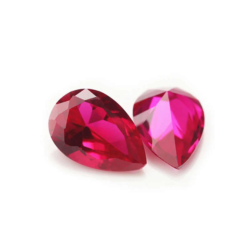 Low price wholesale 5# corundum loose ruby stone Pear cut 2x3mm 3x5mm 4x6mm Synthetic Ruby gems